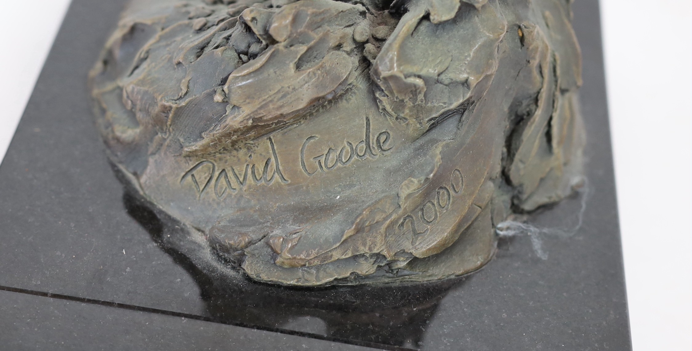 David Goode (British, b.1966). A pair of bronze Psathyrella mushrooms, height 71cm